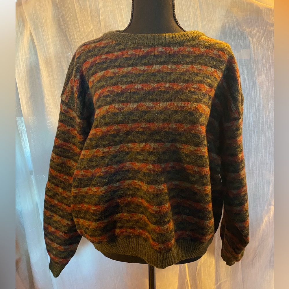 L.L. Bean Vintage Striped Pullover Sweater 100% Worsted Wool